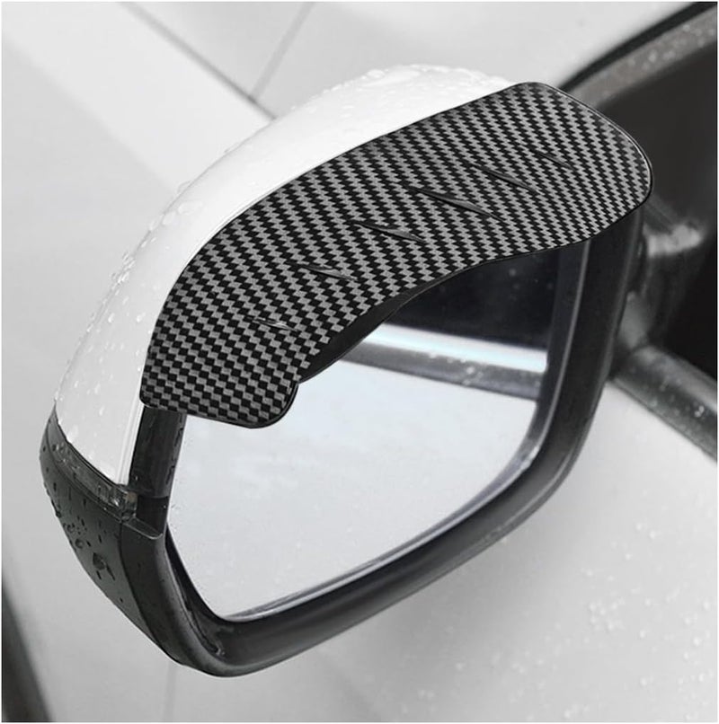 Wevdn 2 PCS Mirror Rain Visor Eyebrow, Waterproof PVC Auto Exterior Rear View Mirror Rain Visor Guard, Rainproof Side Mirror Rain Visor Eyebrow Cover for SUV Truck, Car Accessories (Carbon/Anti-Noise) - Image 1
